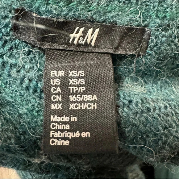 H&M Green Oversize Drop Shoulder Sweater Tunic / Dress Alpaca Wool Size XS / S - Picture 4 of 5